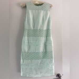 Sleeveless Mint Eyelet Linen Dress